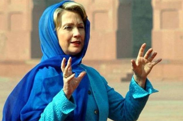 Clinton in scarf