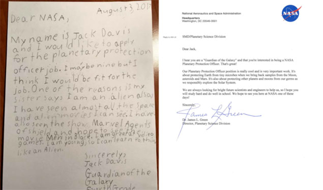 NASA letter to Jack Davis