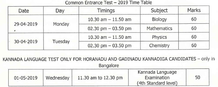 KCET 2019 Revised Dates
