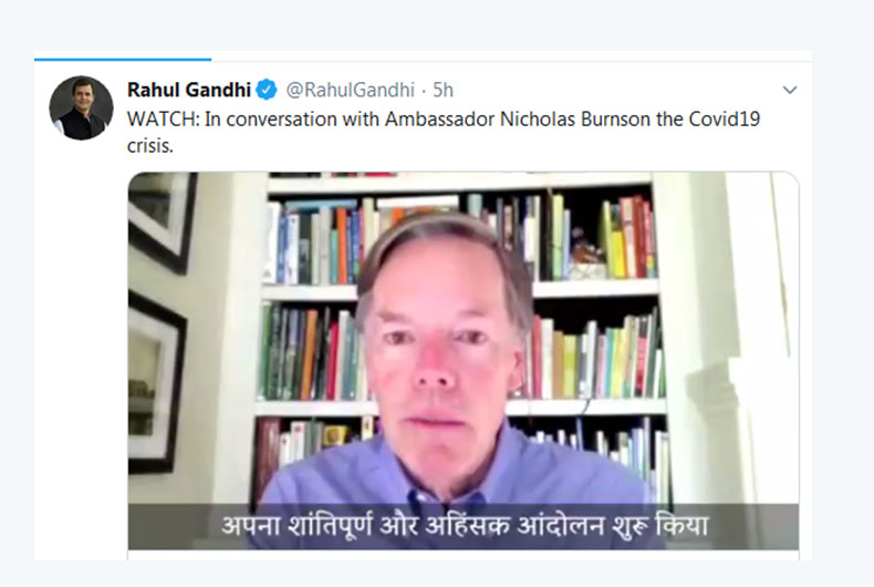 Rahul Gandhi with Nicholas Burns