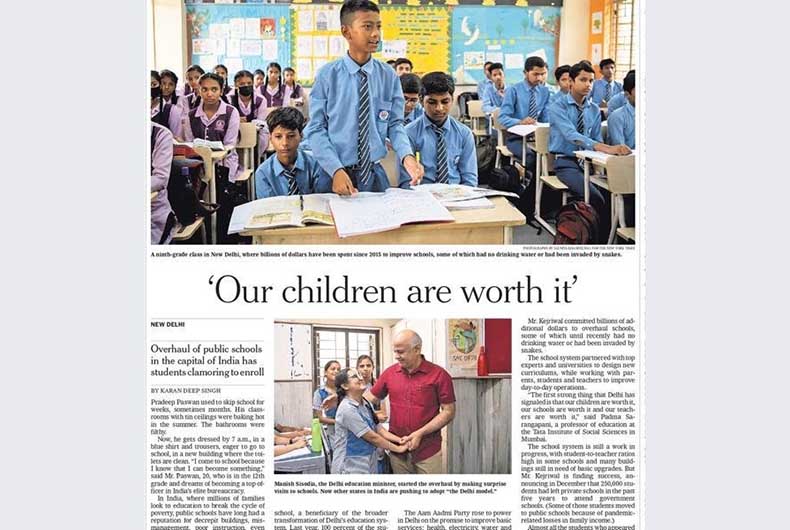 NYT Article on Delhi School Model