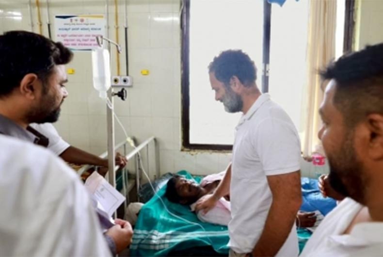 04 Bharat Jodo Yatris suffer electric shock, Rahul visits them in hospital