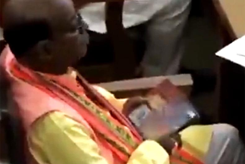 Watch: BJP MLA caught watching on mobile phone in Tripura Assembly