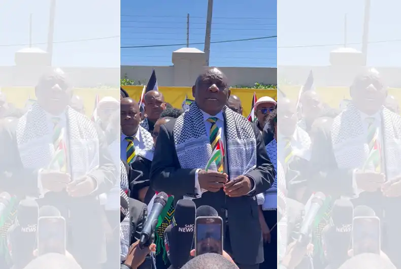Holding Palestine flag in hand, South Africa Prez pledges solidarity with Palestinians