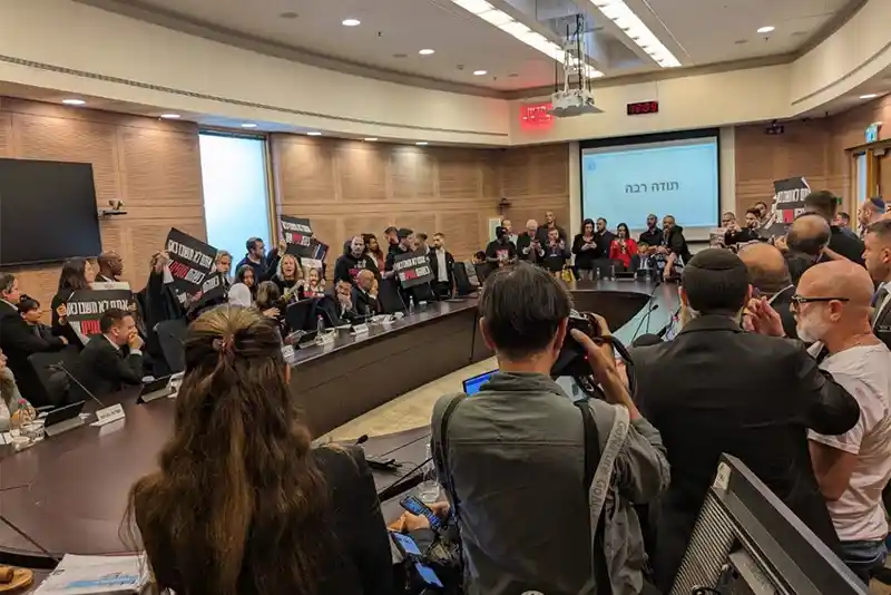 Relatives of Israeli hostages storm Knesset meeting