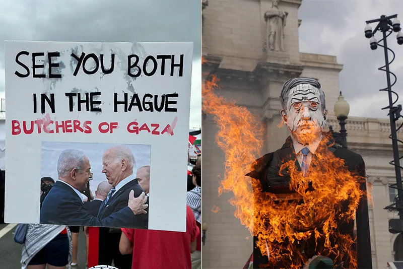 ‘Butchers of Gaza’: Protesters as Netanyahu, in tow with Biden, addresses U.S. Congress