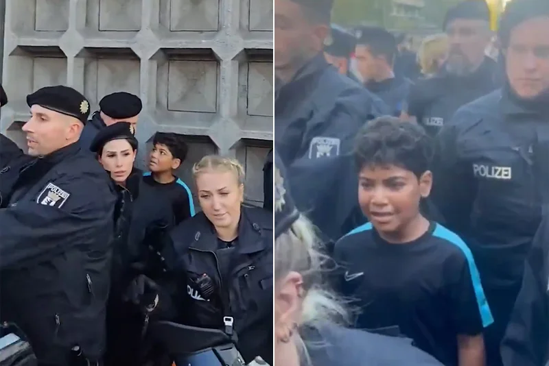 Watch: German Police chase kid holding Palestinian Flag