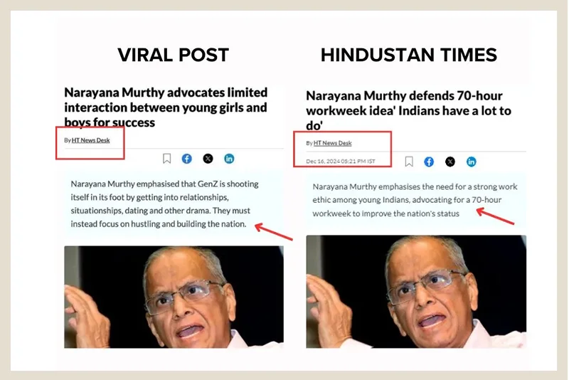 Fact Check: Narayana Murthy's advice to young girls, boys which actually is not