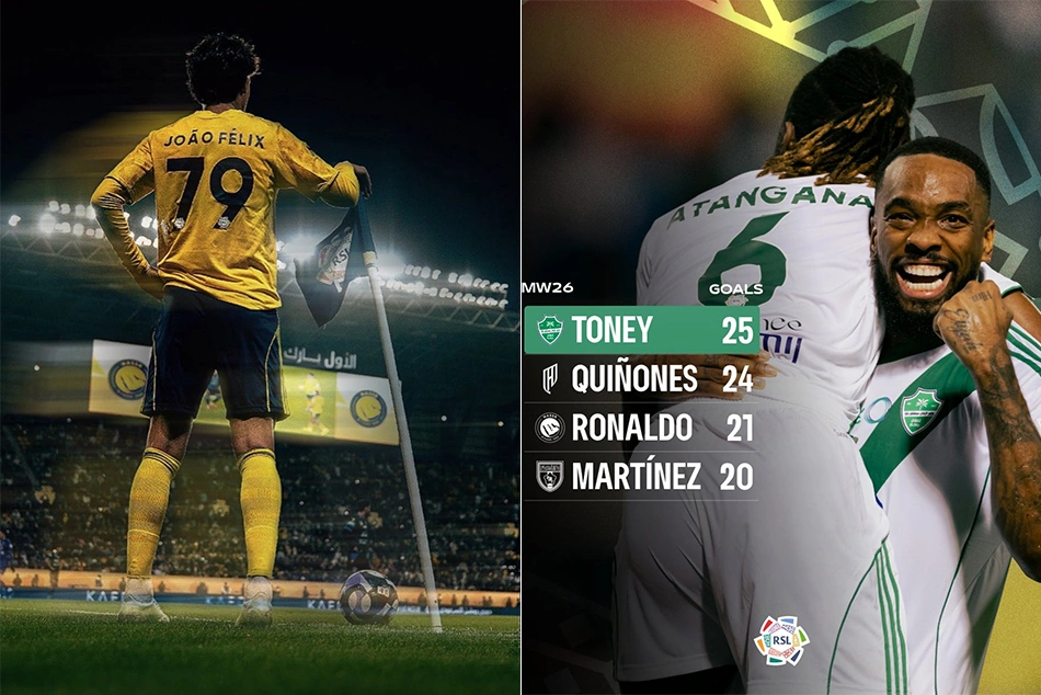 SPL 25/26 MW26: Al-Nassr, Toney remain on top; Joao Felix shines with brace